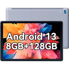 Lville planšetdators 10,1 collu Android 13 Tablet, 8GB RAM 128GB ROM 1TB TF, Octa-Core 1280x800 IPS HD, 2.4G+5G WiFi/Bluetooth 5.0, 5000mAh, 5MP + 8MP (pelēks)