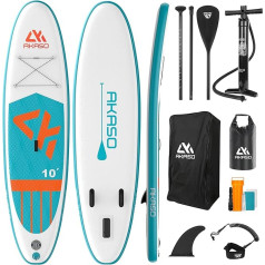 Piepūšamā SUP airu dēlis Stand Up - AKASO 3m x 81.3cm x 15.2cm Premium SUP airu dēlis pieaugušajiem, 150kg maksimālā svara ietilpība, komplektā ar piederumiem