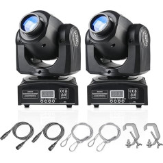 (2 Pack) LED Moving Head Light Mini 30 W DJ Moving Head Gobo Light with 8 Gobos and 8 Colours, DMX and Voice Controlled Stage Strobe Spotlight for Wedding, DJ, Party, Club, Disco, Beam Lights