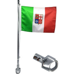 Veikals SoftAir Fahnenmast aus Edelstahl 35 oder 50 cm mit Halterung oder für Kanzel für Boote, Yacht, italienische Flagge, inklusive