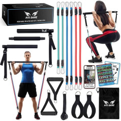 FITI DARE Portable Pilates Bar Set with Adjustable Resistance Band (25.30.35kg) | Home Workout Equipment for Men and Women of All Sizes Strength Fitness Bands Set Outdoor Full Body Exercise Gym