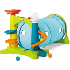 little tikes 658365EUC 2-in-1 aktivitāšu tunelis ar bumbiņu slīdkalniņu, logu, skaņām un mūziku aktīvām rotaļām, veicina attīstību, viegli uzglabājams, ietilpst 5 plastmasas bumbiņas, no 1 līdz 3 gadiem