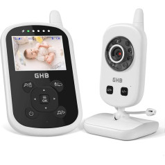 Ghb Baby Monitor, video 2,4 GHz, Eco režīms, interkoma funkcija, temperatūras sensors, diapazons aptuveni 300 m