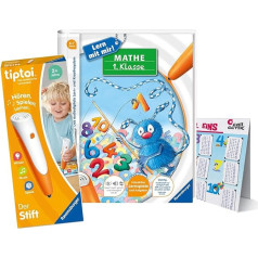 Ravensburger tiptoi rinkinys: Mokykitės su Miku! Matematika 1 klasė (mokomoji knyga) + 00110 tiptoi Rašiklis + 1x1 plakatas, mokomasis žaislas vaikams