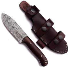 MAAN Handmade Damascus Fixed Blade Knife with G10 Handle - Izdzīvošanas un kempinga nazis - Damaska tērauda nazis - Damaska medību nazis ar labās rokas cross draw ādas maksti - MNK104