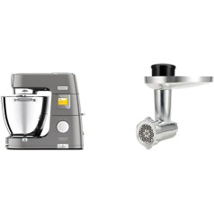 Kenwood Titanium Chef Patissier XL KWL90.034SI, virtuves kombains ar integrētiem svariem, ieskaitot KAX950ME 4 gabalu konditorejas komplektu sudraba krāsā un gaļasmašīnas piederumus Kenwood virtuves kombainiem