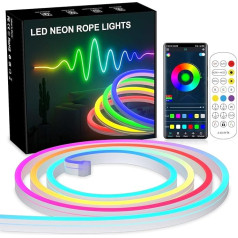 MIWATT RGB neona LED Bluetooth 10 m (1 x 10 m) RGB 3535 LED mūzikas sinhronizācijas krāsu maiņas gaismas, ar lietotnes vadību - guļamistabai, ballītei, virtuves dekorēšanai