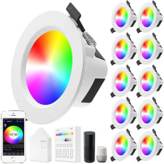 Bluetooth 9 W LED iegremdējamais viedais prožektors, RGBW + CCT, 5-in-1 iegremdējamās gaismas LED prožektori, 230 V, dimmējamie iegremdējamie lukturi, tērauda griesti, prožektors.