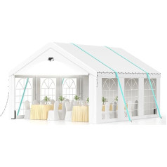 Party Tent 4 x 6 m Waterproof Gazebo in White Marquee PE Tarpaulin 900 N Garden Tent UV Protection Beer Tent Stable Garden Gazebo with 4 Side Walls Winterproof Gazebo for Party, Wedding, Activities