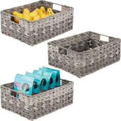 mDesign austs lauku mājas virtuves pieliekamais pārtikas uzglabāšanas grozs konteineru organizēšanai skapjiem skapji plaukti augļi - 3 Pack Grey Ombre