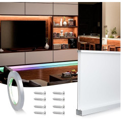 Muzata LC31 LED-Sockelleiste, 122 cm, matēts, Acryl, Neon-Sockelleiste, Aluminiumkanal, Stimmungsbeleleuchtung, Spotless Baseboard