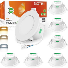 ALUSSO LED iebūvēts prožektors, IP65, aptumšojams, 230 V, LED prožektori, 10 W, vannas istabas padziļinājumā iebūvēts apgaismojums, griestu prožektori, silti balts, neitrāli balts, vēss balts griestu prožektors vannas istabai, virtuvei,