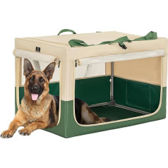 A 4 Pet Foldable Dog Box for Medium Dogs, Lightweight Dog Transport Box, Car Adjustable Compatibility, Portable Kennel Dog with Integrated Aluminium Frame (XL, Green)