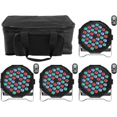 UKing 4 gab LED Par Light ar somu, 72 W LED prožektors RGB DMX skatuves gaisma 7 režīmi ballīšu gaismas efekti ar tālvadības pulti DJ disko gaismas kāzu Ziemassvētku skatuves apgaismojumam