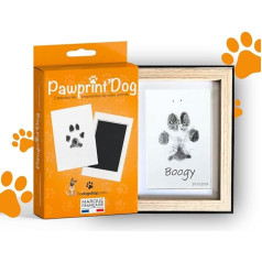 Badogshop.com - Set mit Rahmen für Hunde- und Katzenabdruck, Stempelkissen, Hundepfoten, Pawprint'Dog, originelles Geschenk, Fotorahmen, schwarze Konturen, FSC-Holz