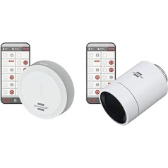 Brennenstuhl Connect Zigbee temperatūras un mitruma sensors TFS CZ 01 (Smart Home, bezmaksas lietotne) & Zigbee radiatora termostats HT CZ 01 (saderīgs ar Alexa un Google Assistant)