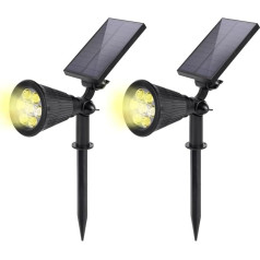 SALCAR Pack of 2 Outdoor Solar Lights with Ground Spike, Saules apgaismojums lietošanai ārpus telpām ar 1800 mAh akumulatoru, Saules ceļu apgaismojums - silti balts