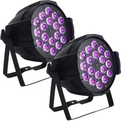 U`King 2 x LED Par lukturi, 18 x 15 W LED skatuves gaisma RGBW 4-in-1 LED Par starmešu skatuves apgaismojums ar DMX512 un 8 kanāliem ballītēm, diskotēkām, bāriem, kāzām, Helovīnam, Ziemassvētkiem