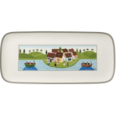 Villeroy & Boch - Charm Und Breakfast Design Naif Kuchenplatte Weiß/Bunt, Spülmaschinenfest, Mikrowellensicher, Tortenplatte Rechteckig, Platte Für Kuchen Oder Buffet, Premium Porzellan