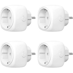 Refoss WiFi Socket Mini Smart Socket with Timer Switch, WiFi Smart Plug with Alexa, Google, Intelligent Socket Compatible with Remote Control, Voice Control, Offline Control, Pack of 4