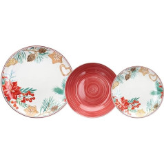 Tognana Dolce Christmas 18 gabalu porcelāna pusdienu komplekts 6 personām, sarkans