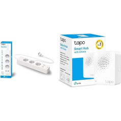 TP-Link Tapo P300 strāvas adapteris ar 2 USB pieslēgvietām un 1 C tipa pieslēgumu, 1,5 m, balts & Tapo viedtīkls ar zvana signālu Tapo H100, sensoru/atslēgu Tapo, 19 zvana signāli