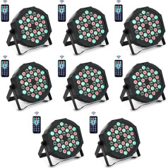 8 gab LED Par prožektors 36 LED Disco Light Party Light RGB DMX512 ar tālvadības pults skatuves gaisma 7 gaismas režīmi DJ gaisma ballīšu bāra skatuvei fiksēts šovs