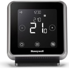 Honeywell Home T6R Wi-Fi Raumthermostat mit Tischhalter, Netzteil und Funk-Empfängerbox, schwarz, Y6H910RW4013