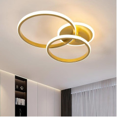 Comely Modern LED griestu gaisma, 42 W, 4700 lm, radoša apaļa griestu gaisma, zelta akrila LED lampa, griestu apgaismojums guļamistabai, viesistabai, virtuvei, ēdamistabai, 3000 K silti balta gaisma