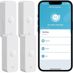 WiFi kustības sensors: Vieds kustības sensors ar lietotnes paziņojumiem, bezvadu kontakta sensors inteliģentai mājas automatizācijai, darbojas ar Alexa Echo (4 Pack)