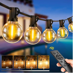 LED Lichterkette Außen Glühbirnen 30M - 100FT Outdoor Lichterkette Strom mit 46+2 G40 Glühbirne IP44 Wetterfest Dimmbare Aussen Lichterkette warmweiß für Garten Terrasse Balkon Hochzeiten Party