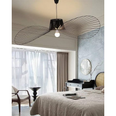 TJSC Vertigo Lamp Black 100 cm - Vintage roku darbs Hat Pendant Light LED Pendant Light (200 cm vadu regulējams) Stikla šķiedra + PU Hat Lampshade Pendant Light Guļamistabas gaisma piekaramais apgaismojums