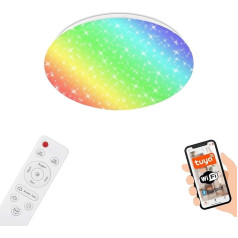 BRILONER - LED vannas istabas griestu lampa Smart Home, darbojas ar Alexa, krāsains RGB+W apgaismojums, LED griestu gaisma, LED lampa, vannas istabas lampa, virtuves lampa, mitro telpu gaisma, 33 x 10 cm, balta