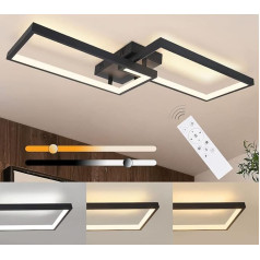 CBJKTX Deckenlampe LED Deckenleuchte Dimmbar mit Fernbedienung 40W Schwarz Wohnzimmerlampe aus Metall Modern Design Schlafzimmerlampe Küchenlampe für Schlafzimmer Esszimmer Wohnzimmer Arbeitszimmer