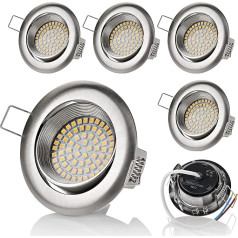 Sweet led® 6 x LED plakanais iebūvētais dizains 320 lūmeni 3,5 W 230 V nerūsējošā tērauda izskats apaļi - kvadrātveida rotējoši prožektori.