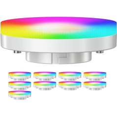 ledscom.de 10 GX53 LED RGB spuldzes, silti balta - vēsā baltā (2900-6100 K), 6,6 W, 670 lm, 107°, Smart Home, WiFi, Alexa, matēts materiāls