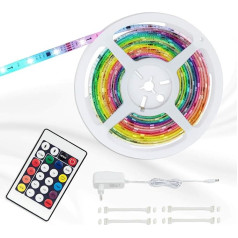 Briloner Leuchten - Digitales LED Band 5 m, inklusive Fernbedienung, LED Strip selbstklebend, 150 x RGB-LEDs, LED Streifen dimmbar, 24 Watt, Länge: 5 m, Weiß