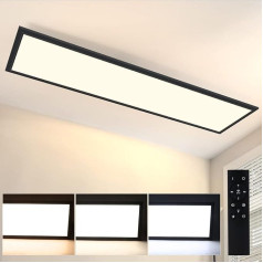 CBJKTX LED paneļa melna griestu gaisma - 120 x 30 cm griestu gaisma dzīvoklis birojam ar tālvadības pulti Dzīvojamās istabas lampa 48 W Virtuves lampa Griestu panelis moderns balts biroja apgaismojums virtuvei guļamistabai