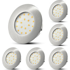 HiBay 6 LED iebūvētu starmešu komplekts 230 V 5 W Ultra Flat Mini Spot 60 mm - 68 mm apaļais modulis Griestu gaisma Silti balta 500LM vannas istabai Virtuve Birojs Koridors Mitra telpa