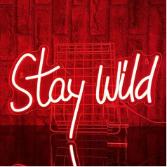 PILOYINDE Stay Wild Teksta neona zīme Sienas apdare LED zīme Personalizēta USB barošanas neona zīme guļamistabai Bāra kluba apdare