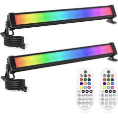 RGB LED prožektors, 2 gab CLY 25 W RGB Wallwasher gaisma ar tālvadības pulti LED Bar IP66 ūdensizturīgs Dimmable Prožektors 6 spilgtuma ar atmiņas funkciju taimeris Lightbar DJ Disco Halloween Party