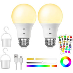 USB uzlādējama akumulatora spuldze ar tālvadības pulti, E27 viedās krāsu maiņas krāsainās RGB spuldzes, 9 + 3 krāsu temperatūras, 8 W LED dimmējama akumulatora lampa ar skārienvadību un laika funkciju, 2600