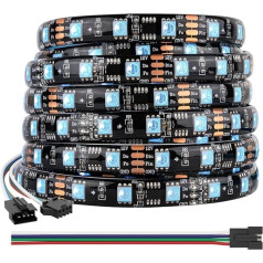 BTF-LIGHTING TM1934 (līdzīgs WS2815) RGB programmējama LED lente 5050SMD+1934 IC 5M 60LEDs/m 300LEDs Dream Colour LED Strip DC12V Black PCB IP65 Waterproof DIY projekts mājas dekorēšanai