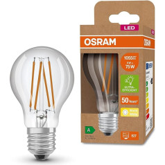 OSRAM LED energotaupības spuldze, kvēlspuldze ar E27 ligzdu, silti balta (3000 K), 5 W, aizvieto parastās 75 W spuldzes, īpaši augsta energoefektivitāte un enerģijas taupīšana, 6 gab. iepakojumā