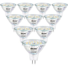 DiCUNO 5W GU5.3 LED spuldze, MR16 LED starmešu aptumšojama neitrāli balta 4000K, 500LM, 50W halogēna starmeša spuldzes aizvietotājs, 120° staru leņķis, CRI85 atstarotāja spuldze, iebūvēta starmeša spuldze, 10 gab. komplekts