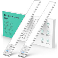 ISEYOU Unterbauleuchte Küche LED, [2Stück] 32CM Schrankbeleuchtung mit Bewegungsmelder 3000 mAh USB Aufladbar, Unterschrank Beleuchtung Kabellos für Kleiderschrank, Werkbank, Treppe, 6000K