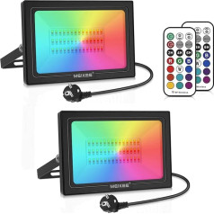 MEIKEE 60 W RGB prožektors ar tālvadības pulti, 2 režīmi, 12 krāsas, taimeris, atmiņas funkcija, RGB prožektors, IP66 ūdensizturīgs, 6 spilgtuma līmeņi, Ziemassvētki, Helovīns, ballīte, prožektors, krāsa,