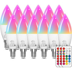 LED sveces spuldze E14 RGBW LED krāsu maiņas spuldze 5 W (aizvieto 40 W), RGB un siltas baltās 2700 K krāsas LED spuldze ar tālvadības pulti, 560 LM krāsu maiņas spuldze dzīvojamās istabas gaismai