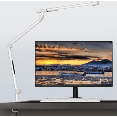 AmazLit galda lampa LED galda lampa Dimmable Desk Lamp Clampable 12 W galda lampa Swivel Arm Architect Lamp Continuous Dimming & Color Temperatures, biroja lampas laika grafiks, balta krāsa