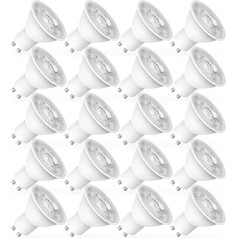 Yiahin GU10 LED Warm White GU10 LED lampa Warm White 2700 Kelvin 600 Lumen 5W aizstāj 50W halogēno AC 220V-240V Gaismas leņķis 120° GU10 LED atstarotāja lampa Pack of 20